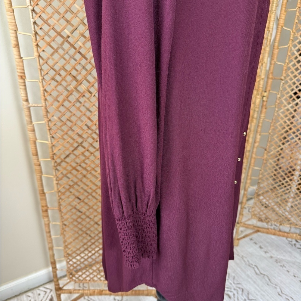 1.State Burgundy Tunic Blouse Dress - Picture 3 of 9